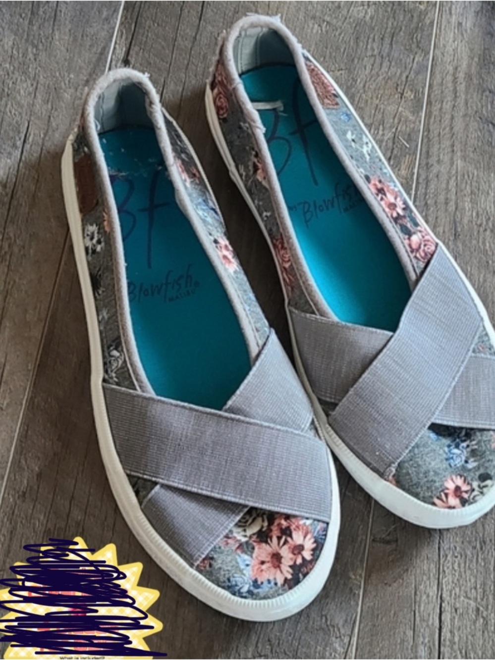 Blowfish Floral Gray Slip-On Flats